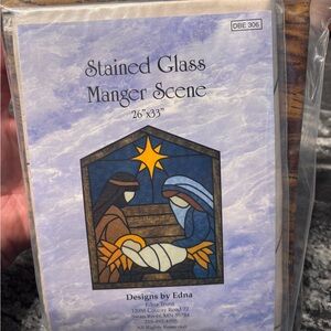 Stained Glass Manger Scene 26x33